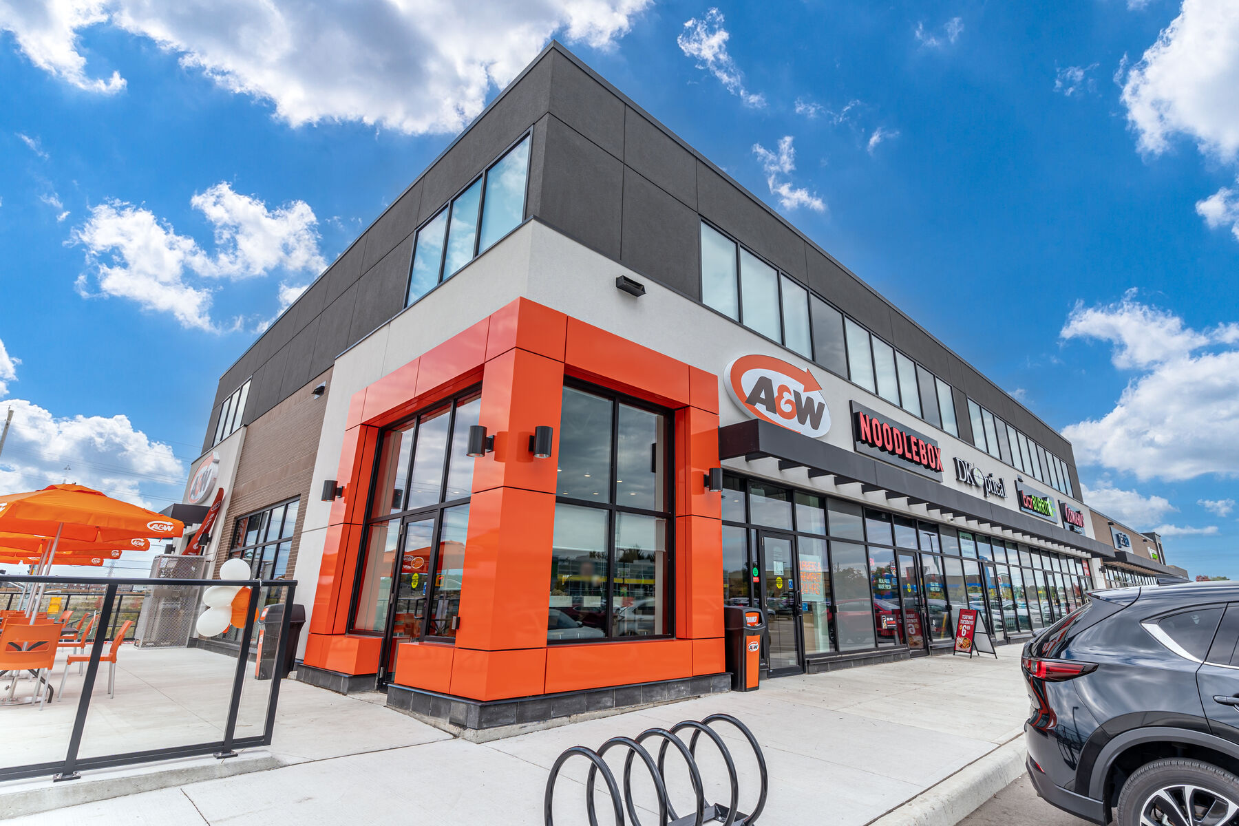 Completed A&W restaurant exterior at 1270 Fischer-Hallman Road in Kitchener