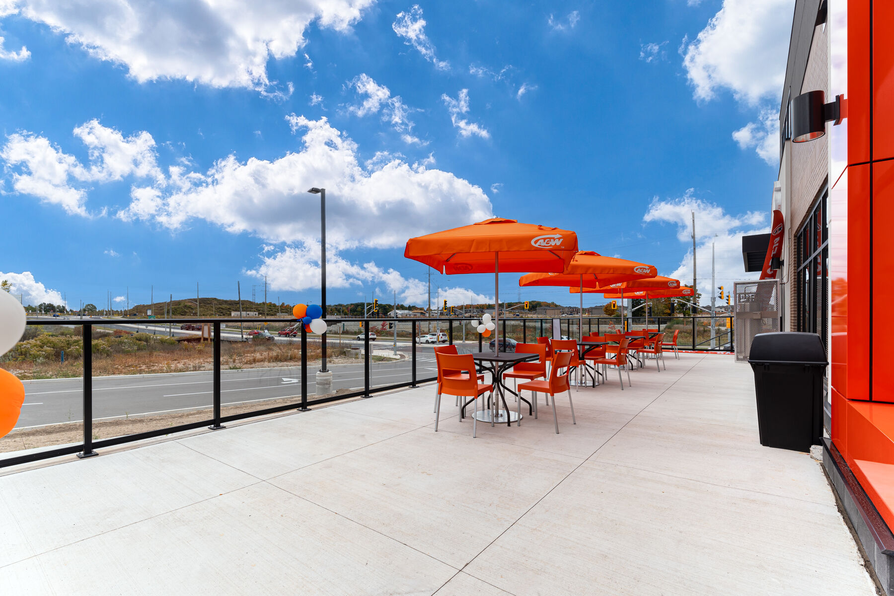 A&W outdoor customer patio in Kitchener