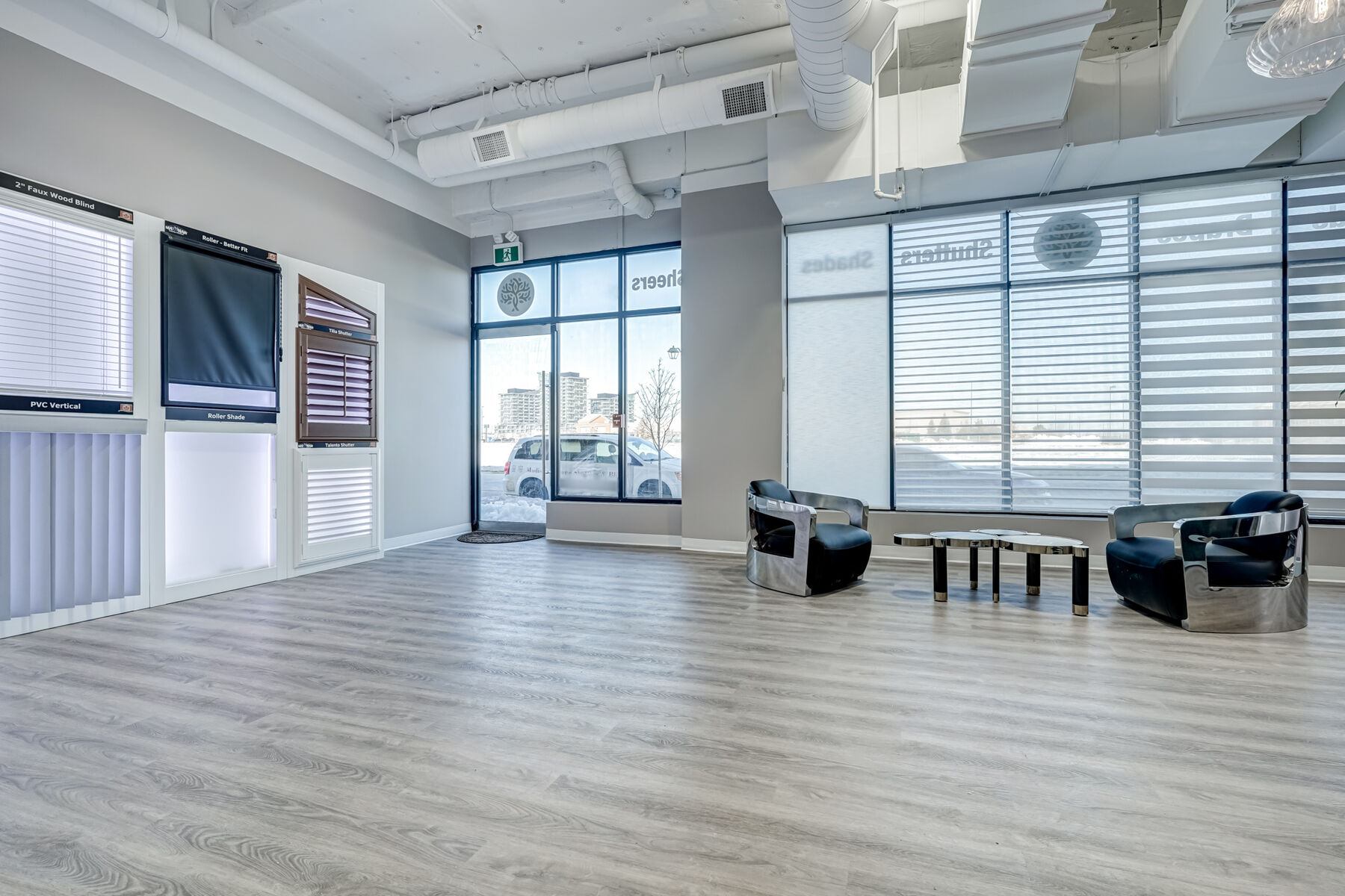 Open retail showroom with customer seating