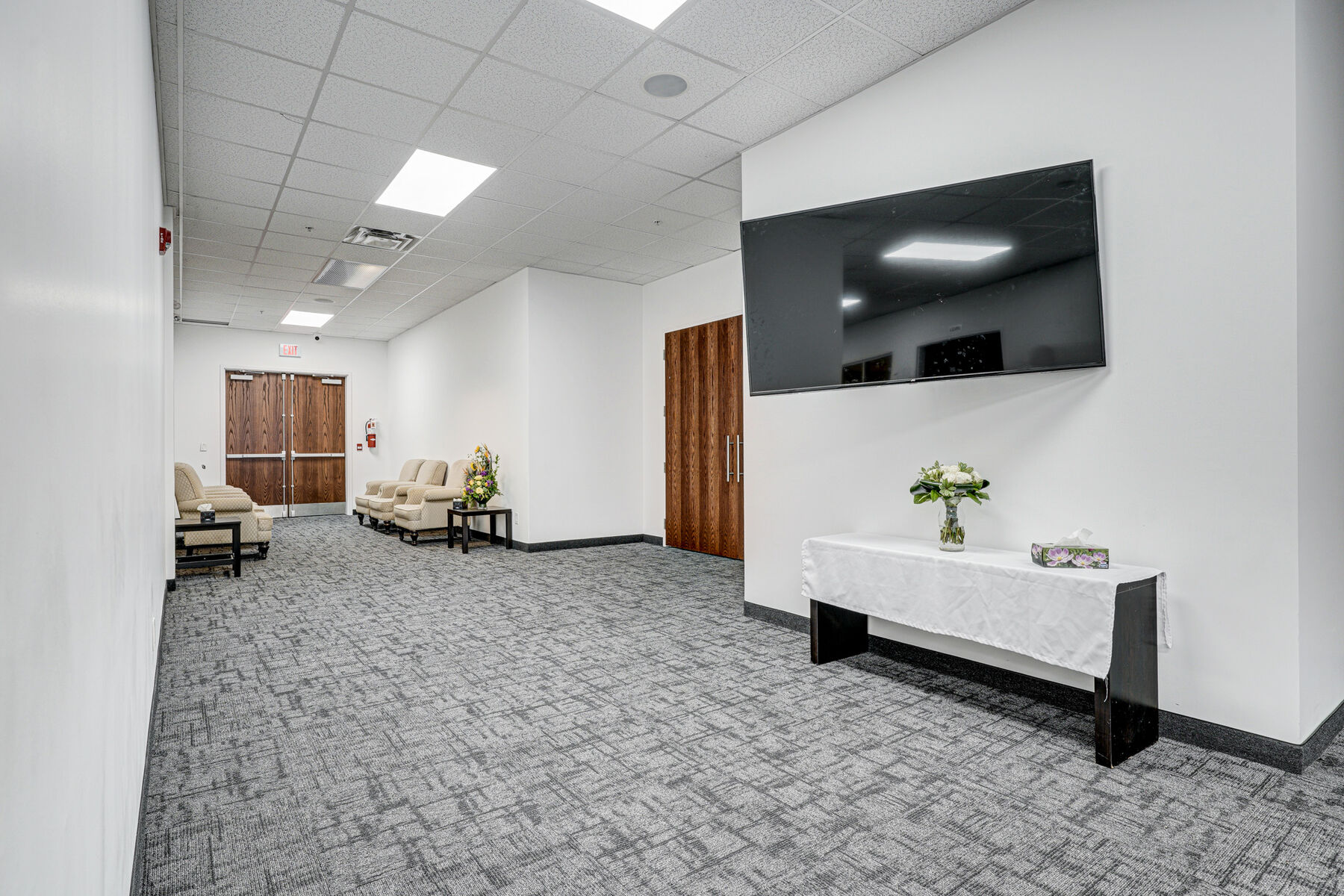 Private family lounge with finished commercial interiors