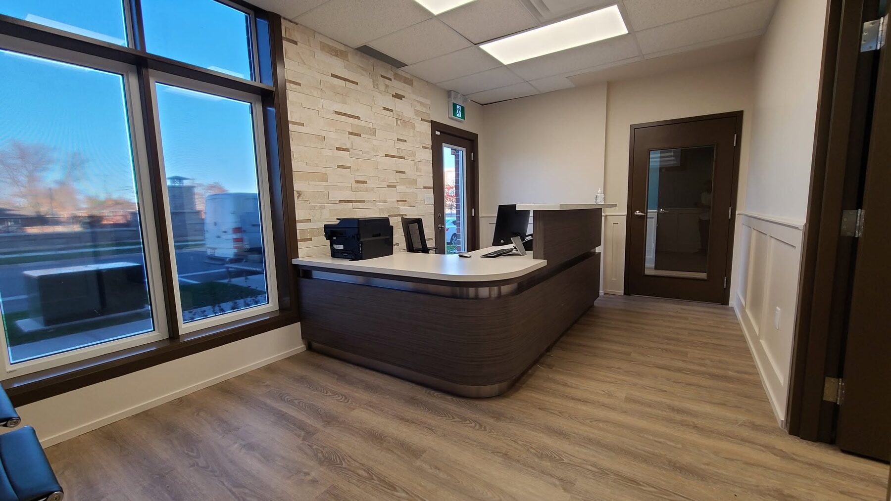 Completed veterinary clinic reception area