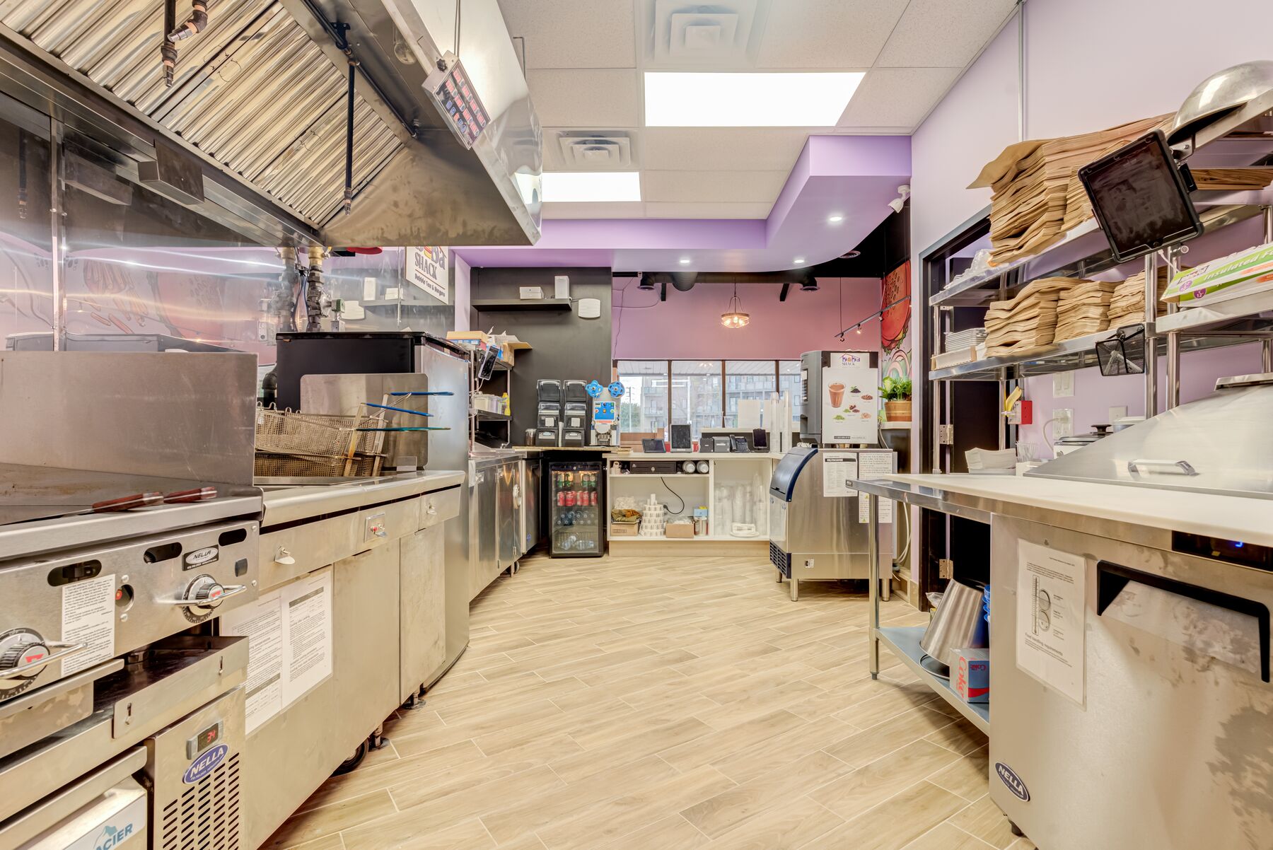 Completed commercial restaurant kitchen and preparation line