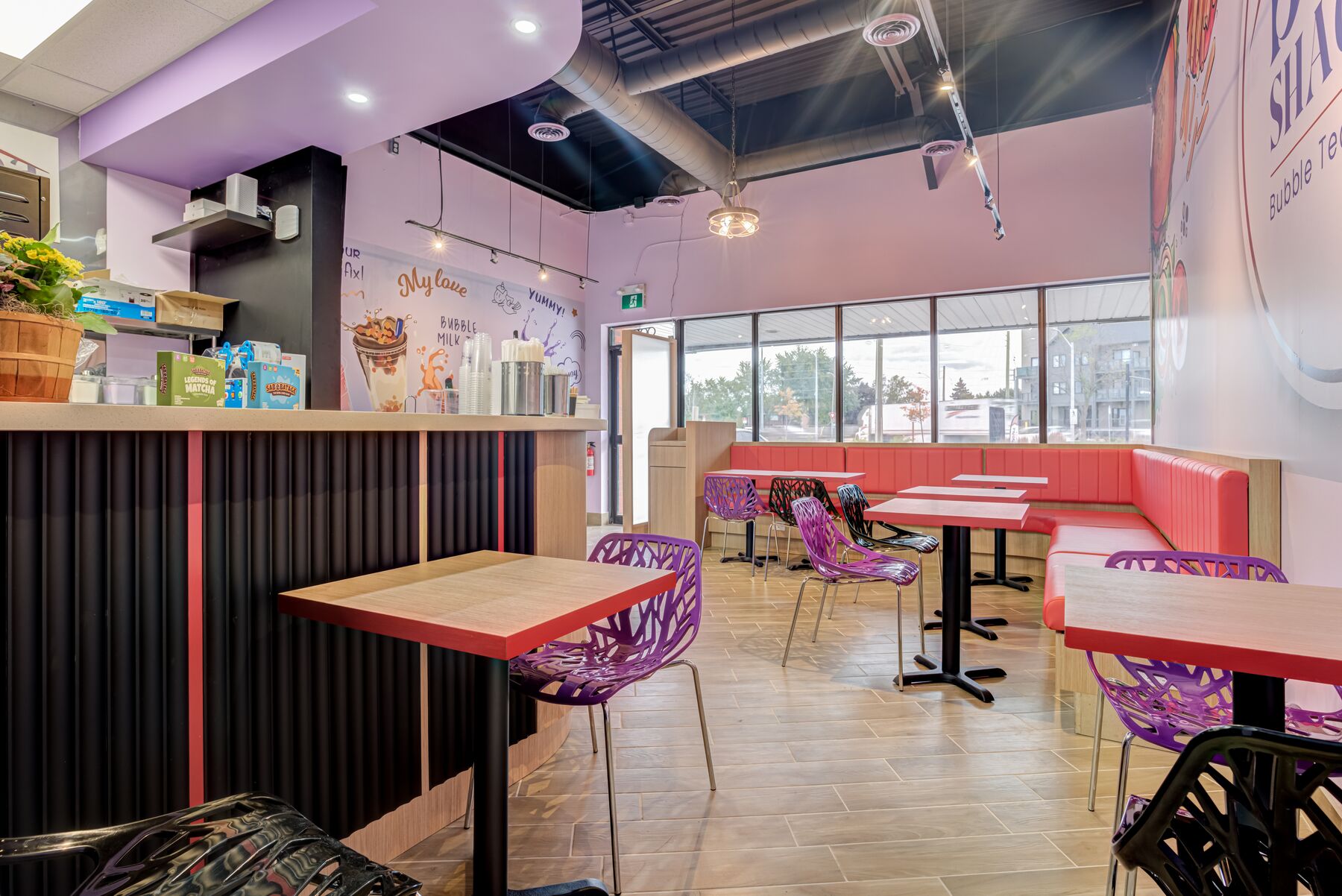 Restaurant counter and customer seating area